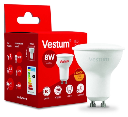 Светодиодная лампа Vestum 1-VS-1508 MR16 8Вт 4100K GU10 - 2