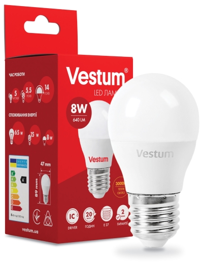 Светодиодная лампа Vestum 1-VS-1210 G45 8Вт 3000K E27 - 2
