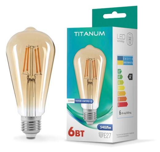 Світлодіодна лампа філаментна Titanum Filament ST64 E27 6Вт 2200K (TLFST6406272A) бронза - 3