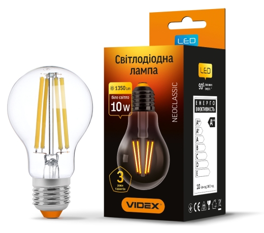 Світлодіодна філаментна лампа Videx Filament A60F E27 10Вт 4100K (VL-A60F-10274) - 3