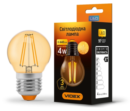 Світлодіодна філаментна лампа Videx Filament G45FA E27 4Вт 2200K (VL-G45FA-04272) бронза - 2