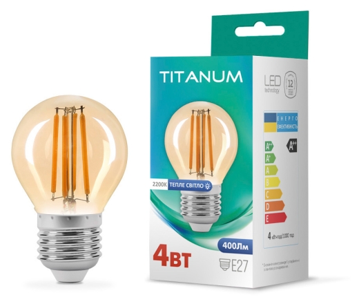 Світлодіодна лампа філаментна Titanum Filament G45 E27 4Вт 2200K (TLFG4504272A) бронза - 3