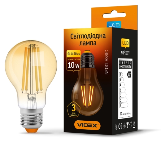 Світлодіодна лампа філаментна Videx Filament A60FA E27 10Вт 2200K (VL-A60FA-10272) бронза - 3
