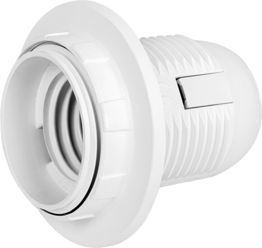 Пластиковий патрон E.Next e.lamp socket with nut.E27.pl.white Е27 з гайкою білий (s9100016) - 1