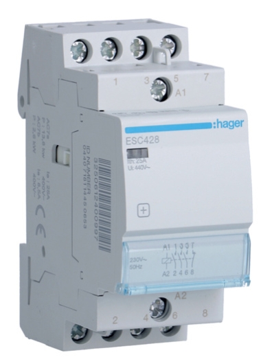 Контактор 25A ESC428 (3НТ+1НЗ, 230В) 2м Hager - 1