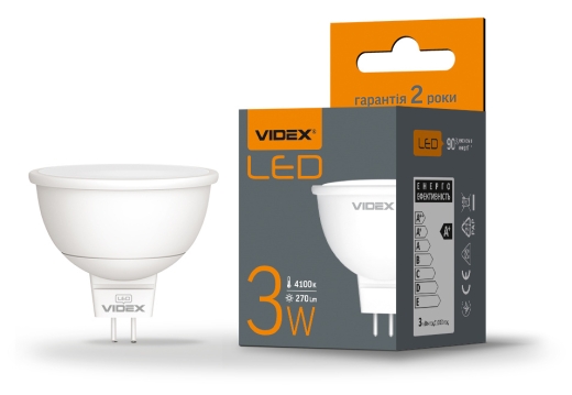 Світлодіодна лампа Videx MR16e GU5.3 3Вт 4100K (VL-MR16e-03534) - 2