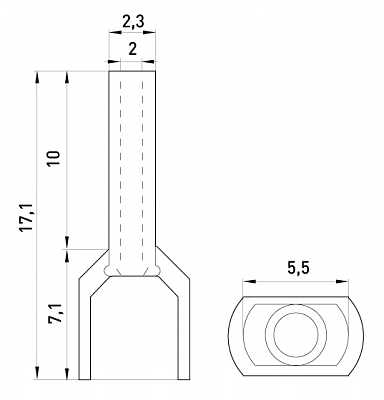 Ізольований наконечник E.Next e.terminal.stand.te.2.1.red 2x1 кв.мм червоний (s4037004) - 2