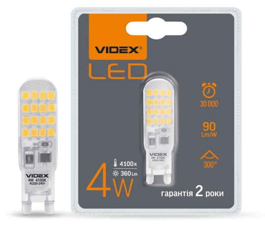 Cіліконова LED лампа Videx G9S G9 4Вт 4100K (VL-G9S-04224) - 3
