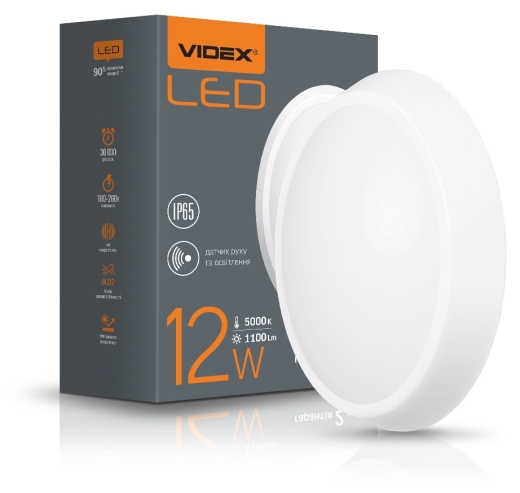 Сенсорний вологозахищений світильник Videx 12Вт 5000K IP65 (VL-BHO-125PW-S) білий - 2