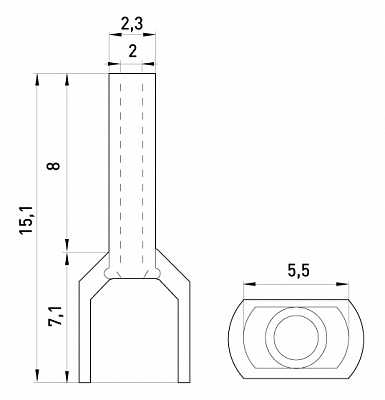 Ізольований наконечник E.Next e.terminal.stand.te.2.1.white 2x1 кв.мм білий (s4037003) - 2