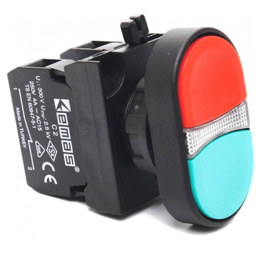 Кнопка EMAS CP102K20KY здвоєна (1НО+1НЗ) - 1