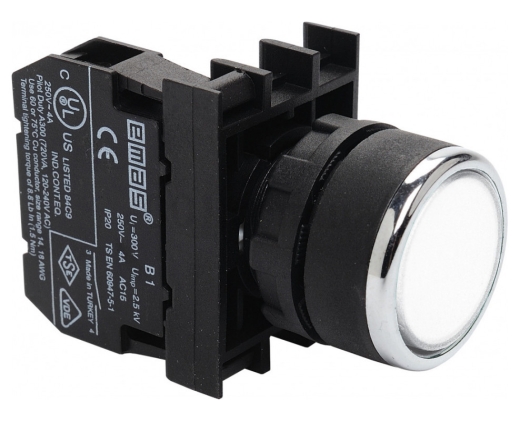 Кнопка керування без фіксації EMAS B100DB (1НВ) біла - 1