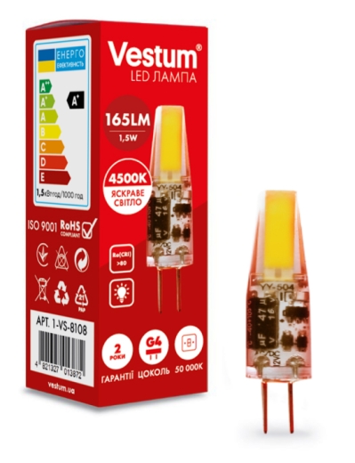 Світлодіодна лампа Vestum 1-VS-8108 G4 1,5Вт 4500K 12В - 2