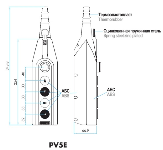 Підвісний пульт керування EMAS PV5X на 5 кнопок (порожній) - 5