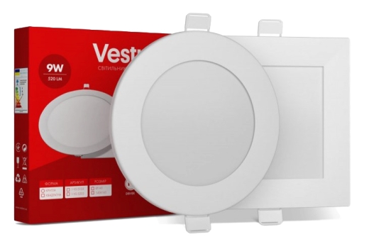 Круглий вбудований світильник Vestum 1-VS-5108 9Вт 6000K - 2