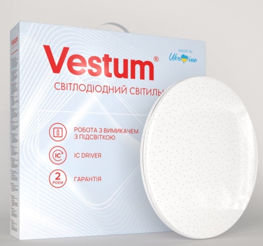 Круглий накладний світильник Vestum SIMPLE зоряне небо 36Вт 375x60мм 4000К 2900Лм - 2