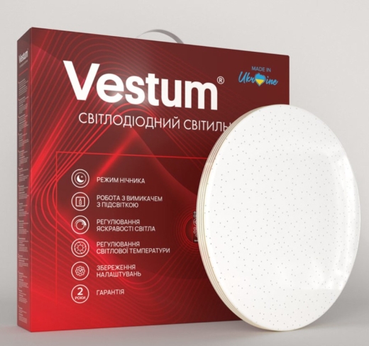 Круглий накладний світильник Vestum SIMPLE зоряне небо 72Вт 375x60мм 3000-6500К 5600Лм з пультом - 2