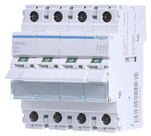 Вимикач навантаження Hager SBN463 4P 63А/400В 4м - 1