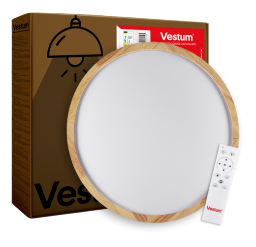 Матовий світильник Vestum WOOD 60Вт 375x60мм 3000К-6500К акація - 3