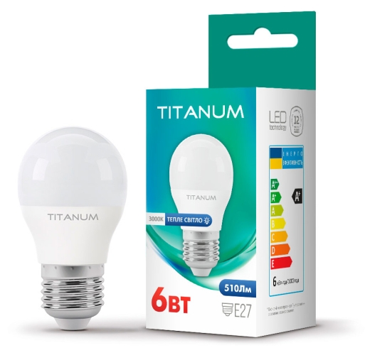 Светодиодная лампа Titanum G45 E27 6Вт 3000K (TLG4506273) - 2