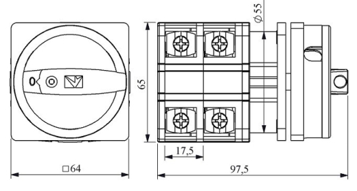 Кулачковий перемикач EMAS PSA063AK341E аварійний ON-OFF (0-1) 3P 63А - 2