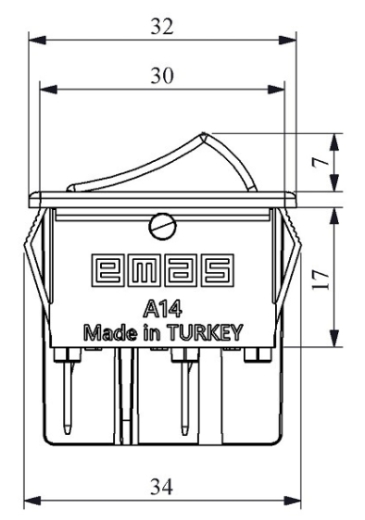 Перемикач (тумблер) EMAS A14B1H10, чорний - 2