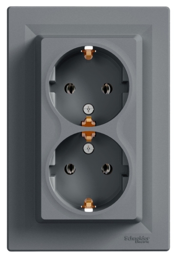 Подвійна розетка Schneider Electric Asfora EPH9900162 із заземленням (сталь) - 1