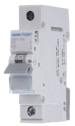 Автоматический выключатель Hager MBN106 6кА B 6A 1P - 1