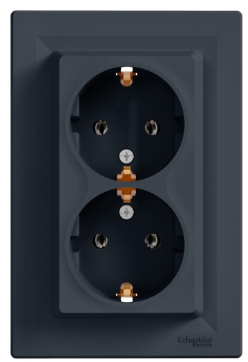 Подвійна розетка Schneider Electric Asfora EPH9900171 із заземленням (антрацит) - 1