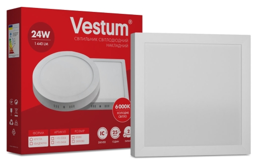Накладний точковий світильник Vestum 1-VS-5404 24Вт 6000K квадратний - 2