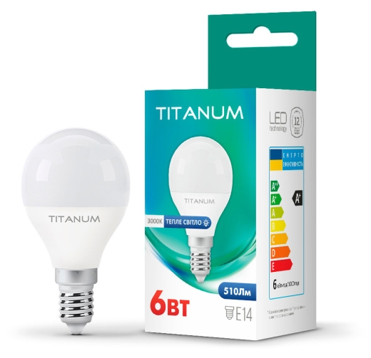 Светодиодная лампа Titanum G45 E14 6Вт 3000K (TLG4506143) - 3