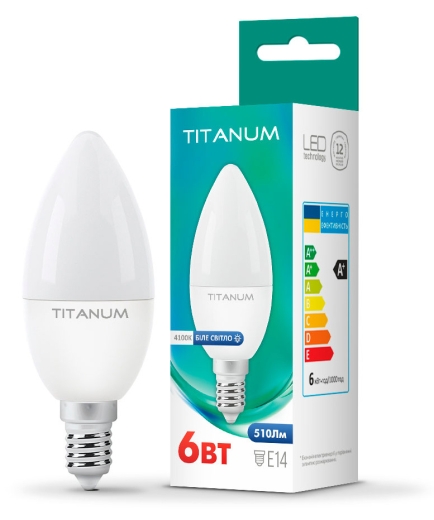 Светодиодная лампа Titanum C37 E14 6Вт 4100K (TLС3706144) - 3
