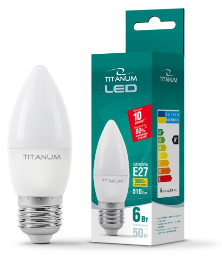 Світлодіодна лампа Titanum C37 E27 6Вт 3000K (TLС3706273) - 2