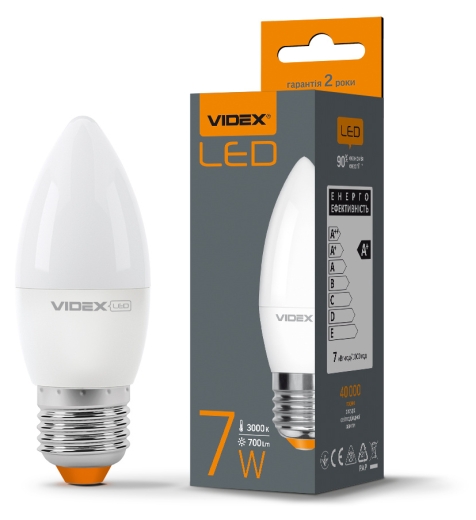 Светодиодная лампа Videx C37e E27 7Вт 3000K (VL-C37e-07273) - 2