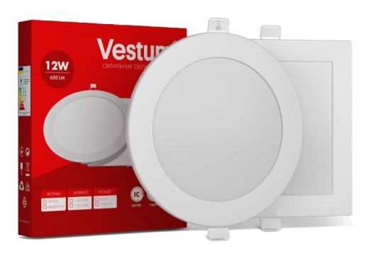 Круглий вбудований світильник Vestum 1-VS-5109 12Вт 6000K - 2