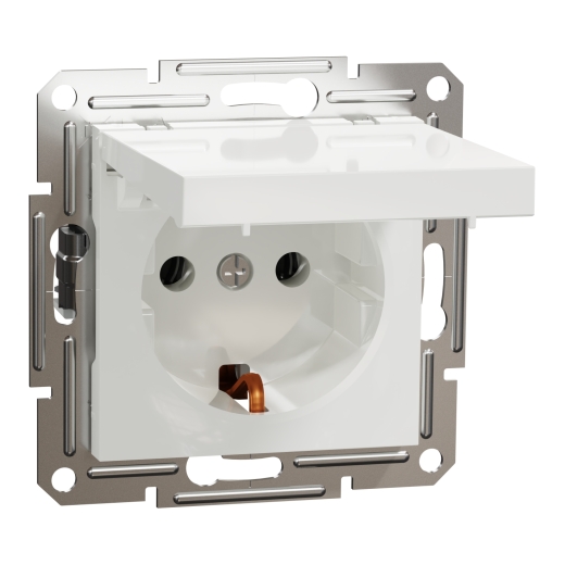 Розетка з заземленням та кришкою Schneider Electric Asfora без рамки біла (EPH3170121) - 1