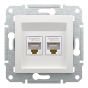 Комп'ютерна розетка RJ45 подвійна UTP cat.5e Schneider Electric Asfora без рамки біла (EPH4470121) - 4