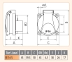 Вбудований силовий роз'єм ETI 004482124 EE-16S IP54 (16A 250V Schuko) - 2