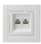 Розетка компьютерная RJ45 кат.5е UTP двойная белая Asfora, EPH4400121 - 1