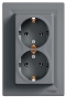 Подвійна розетка Schneider Electric Asfora EPH9900162 із заземленням (сталь) - 1