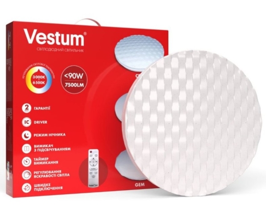 Cвітильник Vestum Smart 1-VS-8505 90Вт 7500Лм із пультом - 2