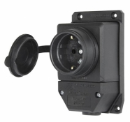 Каучукова одинарна розетка E.Next e.socket.rubber.029.1.16 16А із заземленням та захисною кришкою (s9100025)