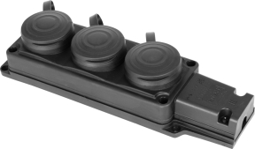 Каучукова потрійна колодка E.Next e.socket.rubber.029.3.16 16А із заземленням та захисною кришкою (s9100027)