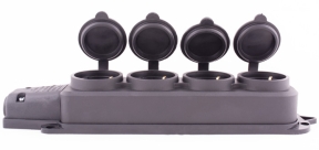 Каучукова чотиримісна колодка E.Next e.socket.rubber.029.4.16 16А із заземленням та захисною кришкою (s9100039)