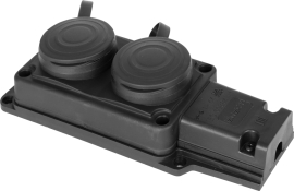 Каучукова подвійна колодка E.Next e.socket.rubber.029.2.16 16А із заземленням та захисною кришкою (s9100026)