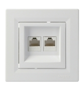 Розетка комп'ютерна RJ45 кат.5е UTP подвійна біла Asfora, EPH4400121