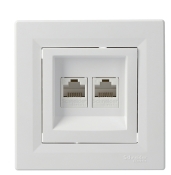 Розетка комп'ютерна RJ45 кат.6 UTP подвійна біла Asfora, EPH4800121
