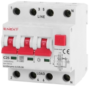 Вимикач диференційного струму E.Next e.rcbo.pro.4.C25.30 3P+N 25А С тип А 30мА (p0720016)