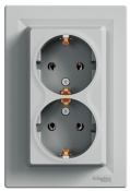 Подвійна розетка Schneider Electric Asfora EPH9900161 із заземленням (алюміній)
