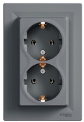 Подвійна розетка Schneider Electric Asfora EPH9900162 із заземленням (сталь)